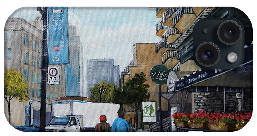 Montreal iPhone Case featuring the painting Downtown Montreal by Reb Frost