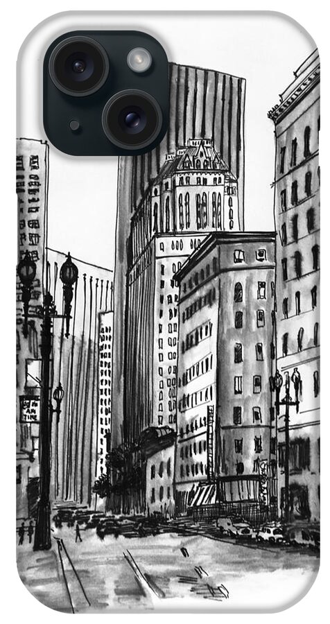 San Francisco iPhone Case featuring the painting Downtown San Francisco by Masha Batkova