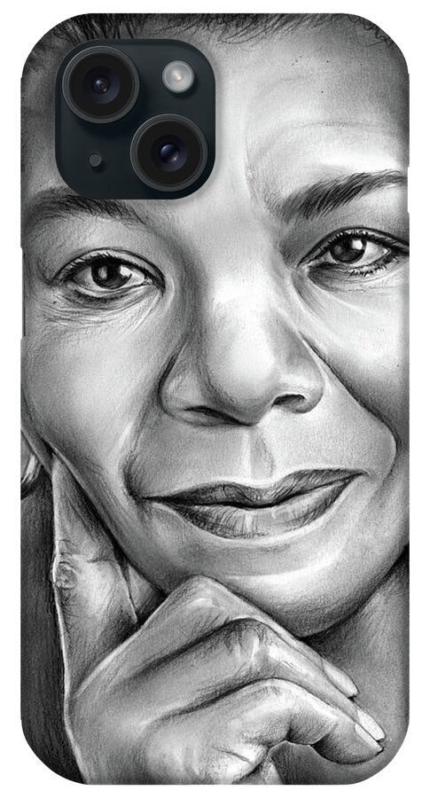 Maya Angelou iPhone Case featuring the drawing Dr Maya Angelou by Greg Joens