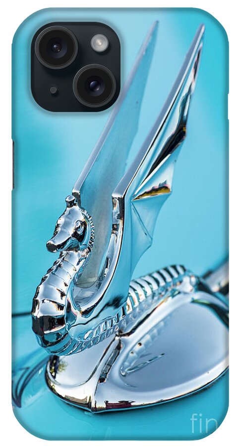 Hood Ornament iPhone Case featuring the photograph Flying Seahorse Hood Ornament - Classic Car by Gary Whitton