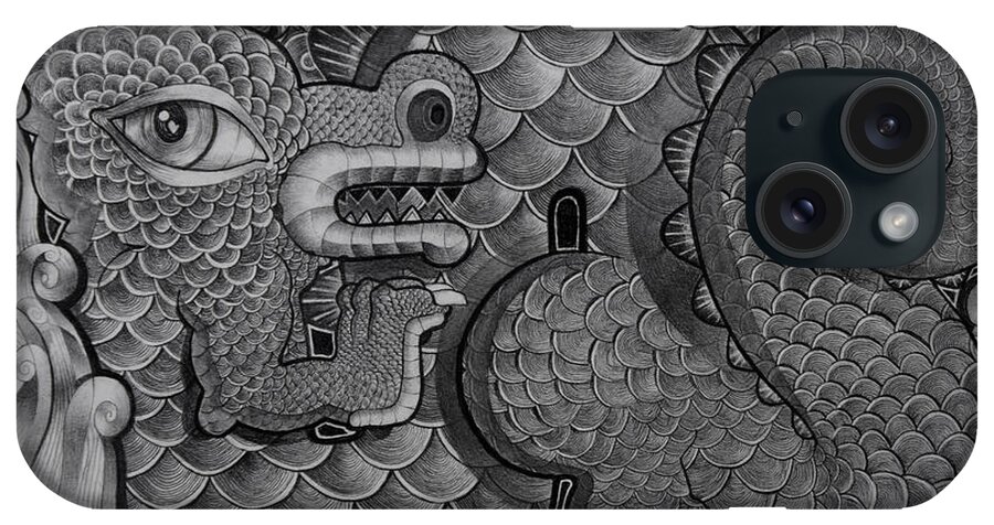 Art iPhone Case featuring the drawing Dragon King by Myron Belfast