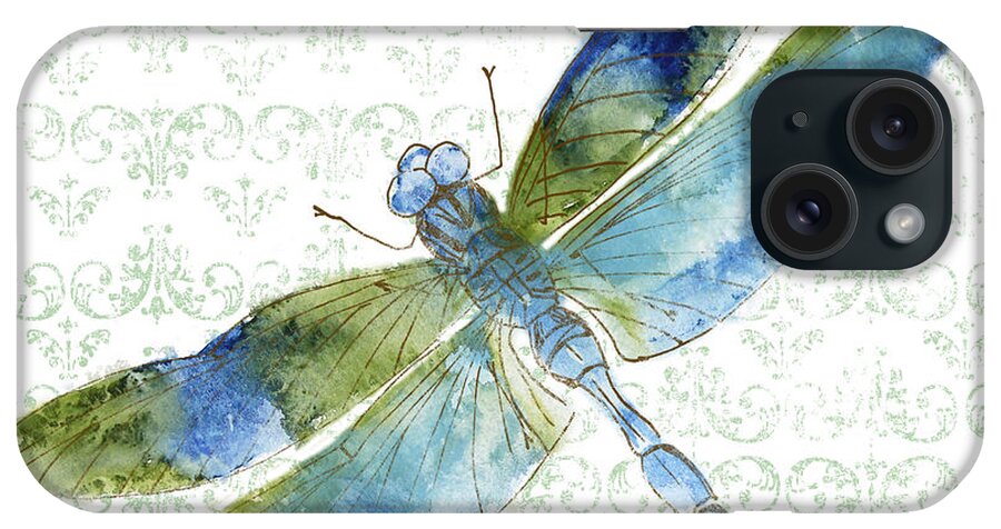Jean Plout iPhone Case featuring the painting Dragonfly Bliss-JP3435 by Jean Plout