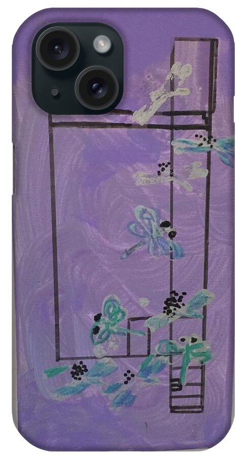 Dragonfly iPhone Case featuring the painting Dragonfly Geometry by Kenlynn Schroeder