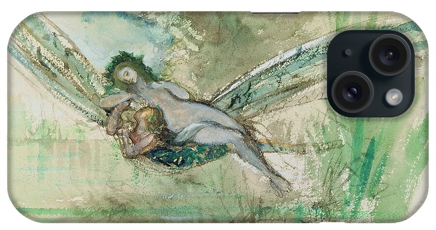 Dragonfly iPhone Case featuring the painting Dragonfly by Gustave Moreau