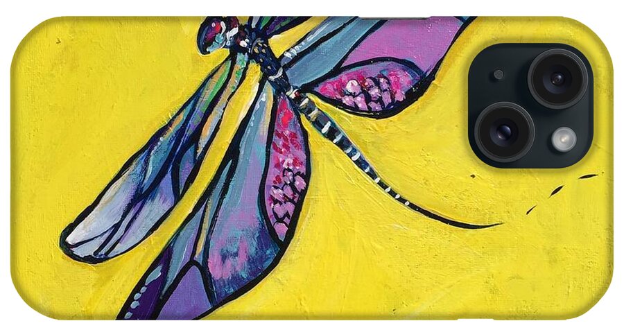 Dragonfly iPhone Case featuring the painting Dragonfly by Kim Heil