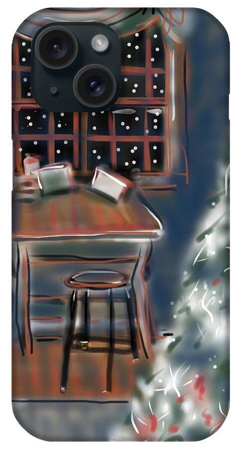 Christmas iPhone Case featuring the painting Drawing Board At Christmas by Jean Pacheco Ravinski