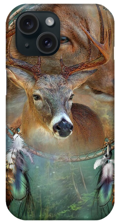 Carol Cavalaris iPhone Case featuring the mixed media Dream Catcher - Spirit Of The Deer by Carol Cavalaris