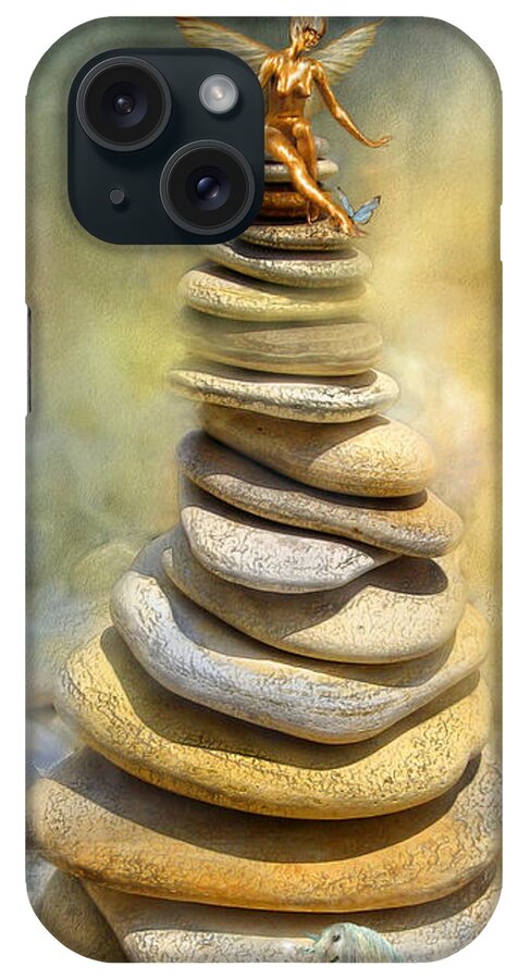 Fairy iPhone Case featuring the mixed media Dreaming Stones by Carol Cavalaris