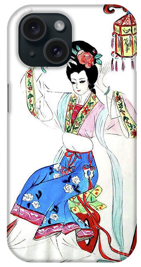 Gong Bi iPhone Case featuring the painting Dress Up by Leslie Ouyang