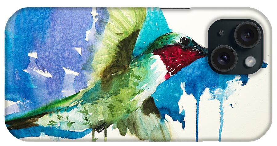 Hummingbird iPhone Case featuring the painting DA118 Drip Daniel Adams by Daniel Adams