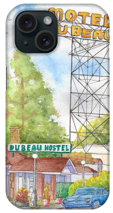 Du Beau Motel iPhone Case featuring the painting Du Beau Motel, Flagstaff, Arizona by Carlos G Groppa