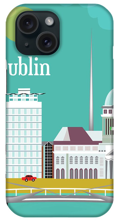 Dublin iPhone Case featuring the digital art Dublin Ireland Vertical Scene by Karen Young
