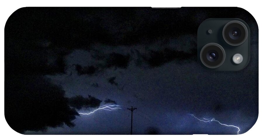 Farmer's Turnpike iPhone Case featuring the digital art Dueling Lightning Bolts by Michael Oceanofwisdom Bidwell
