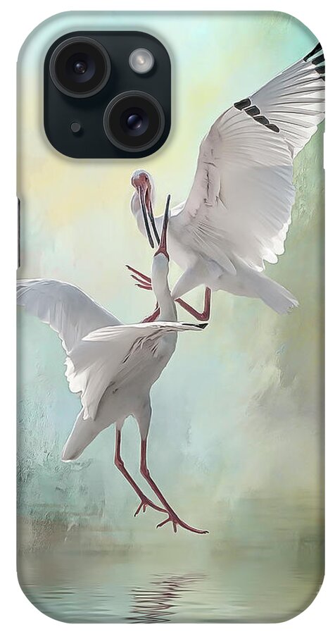 Ibises iPhone Case featuring the photograph Duelling White Ibises by Brian Tarr