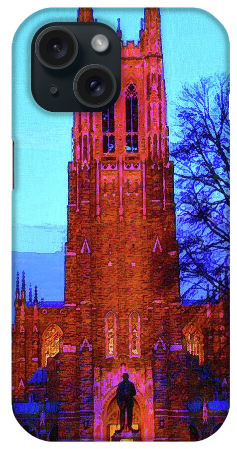 Duke University iPhone Case featuring the mixed media Duke University Chapel by DJ Fessenden