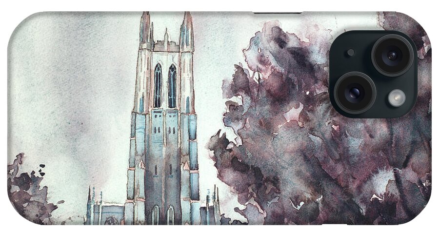 Art For House iPhone Case featuring the painting Duke University Chapel by Ryan Fox