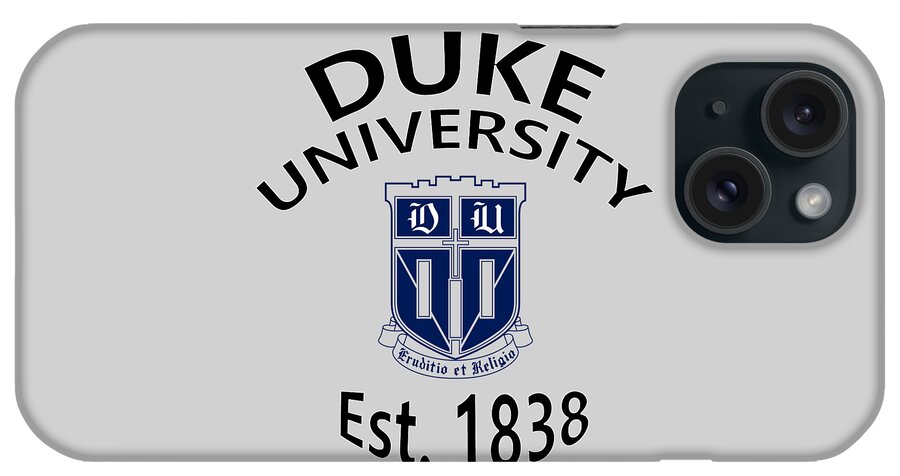 Duke University iPhone Case featuring the digital art Duke University Est 1838 by Movie Poster Prints