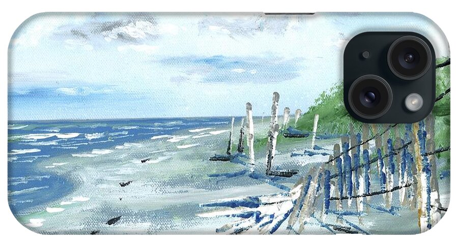 Dune Fences iPhone Case featuring the painting Dune Fences Isle Of Palms by Patrick Grills