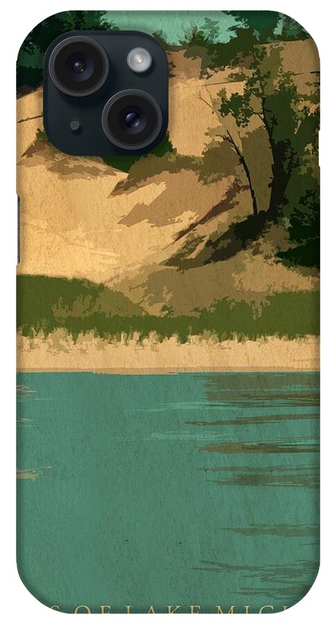 Shore iPhone Case featuring the digital art Dunes of Lake Michigan Antiqued by Michelle Calkins