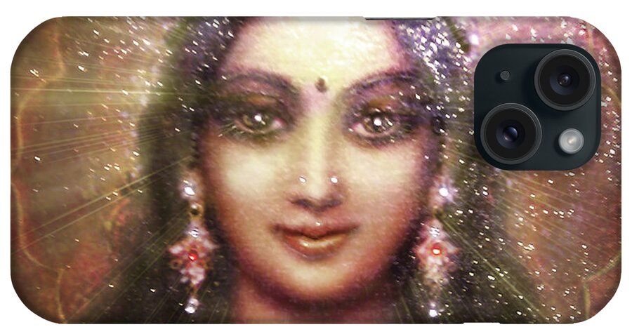 Goddess Painting iPhone Case featuring the mixed media Vision of the Goddess - Durga or Shakti by Ananda Vdovic