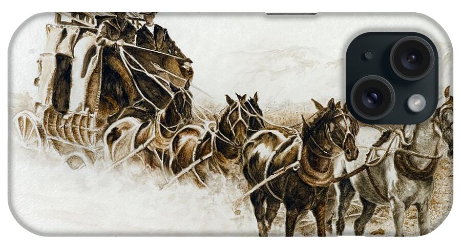 Western Paintings iPhone Case featuring the painting Dusti Trails by Traci Goebel