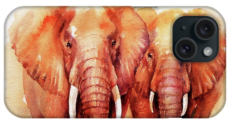 Elephants iPhone Case featuring the painting Dusty and Brown by Arti Chauhan