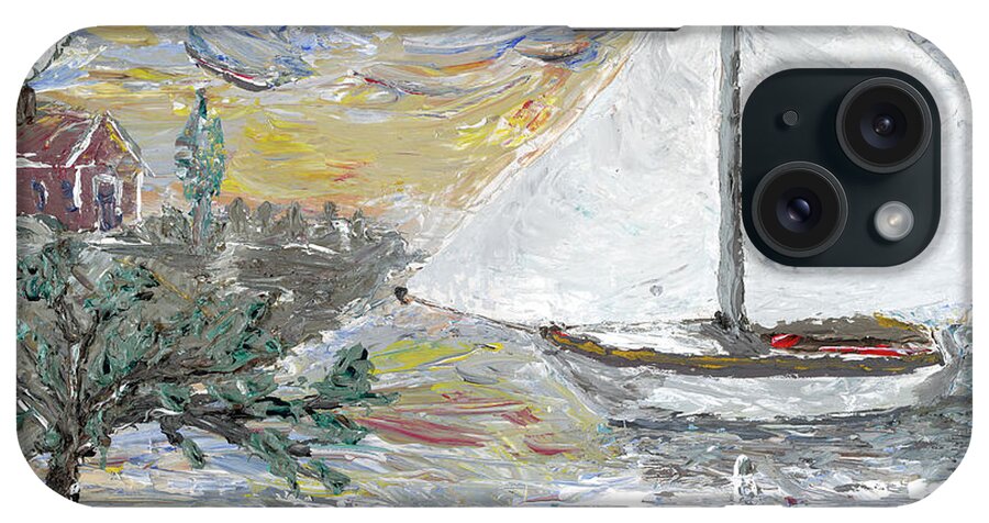 Seascape iPhone Case featuring the painting Dutch shore by Ovidiu Ervin Gruia