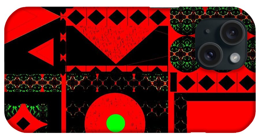 Red And Black And Green iPhone Case featuring the digital art Dynamic 1 by Helena Tiainen