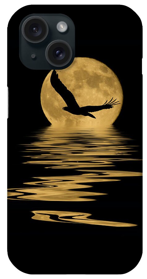 Bald Eagle iPhone Case featuring the mixed media Eagle in the Moonlight by Shane Bechler