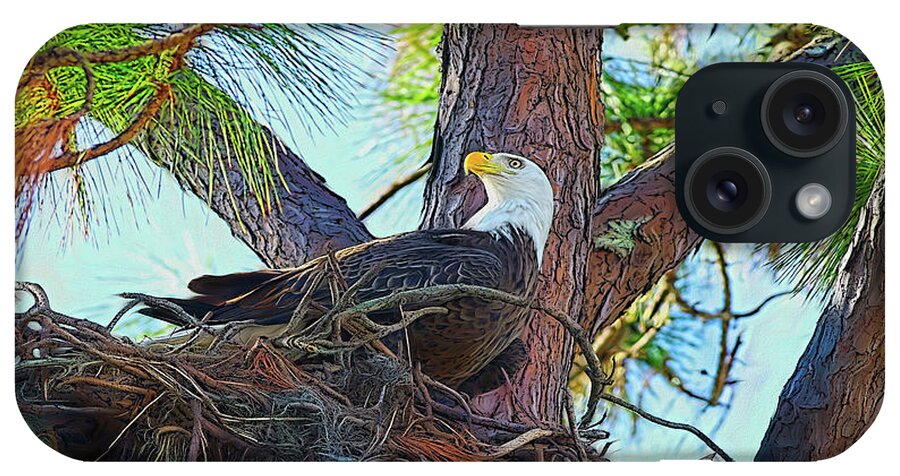 Eagle iPhone Case featuring the painting Eagle Nest Painterly by Deborah Benoit
