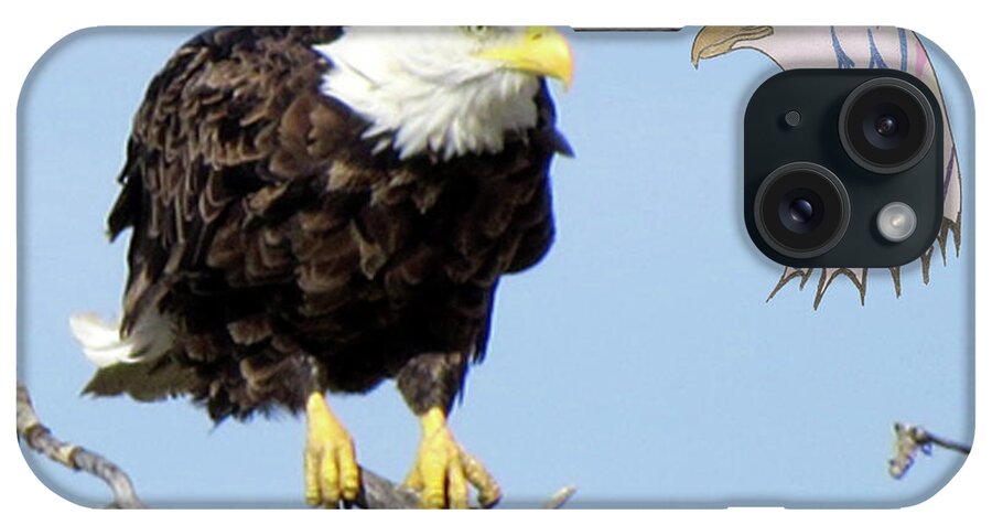 Bald Eagle iPhone Case featuring the mixed media Eagle Reflection by Mary Mikawoz