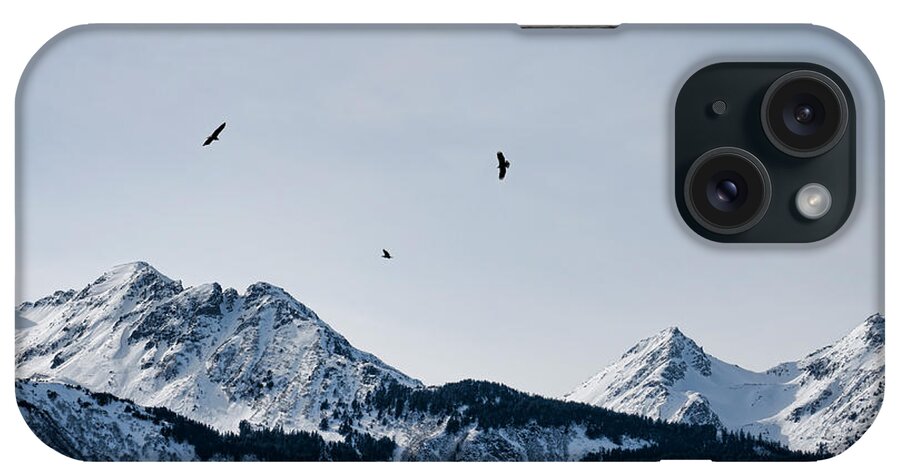 Alaska iPhone Case featuring the photograph Eagles over mountains by Michele Cornelius