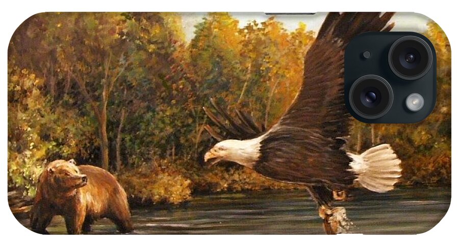Eagle's Prey iPhone Case featuring the painting Eagle's Prey by Perry's Fine Art