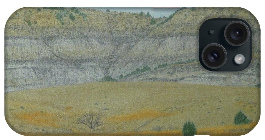 North Dakota Badlands iPhone Case featuring the pastel Early May on the Western Edge by Cris Fulton