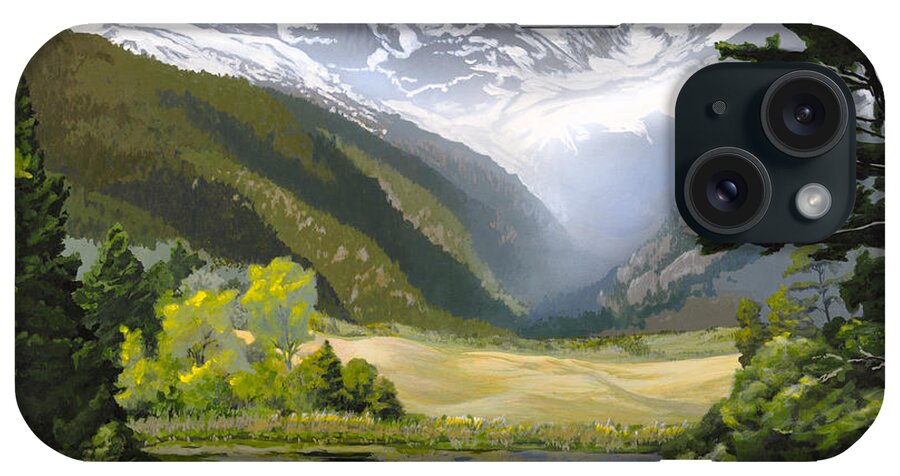 Landscape iPhone Case featuring the painting Early Spring in the Mountains by Lynn Hansen