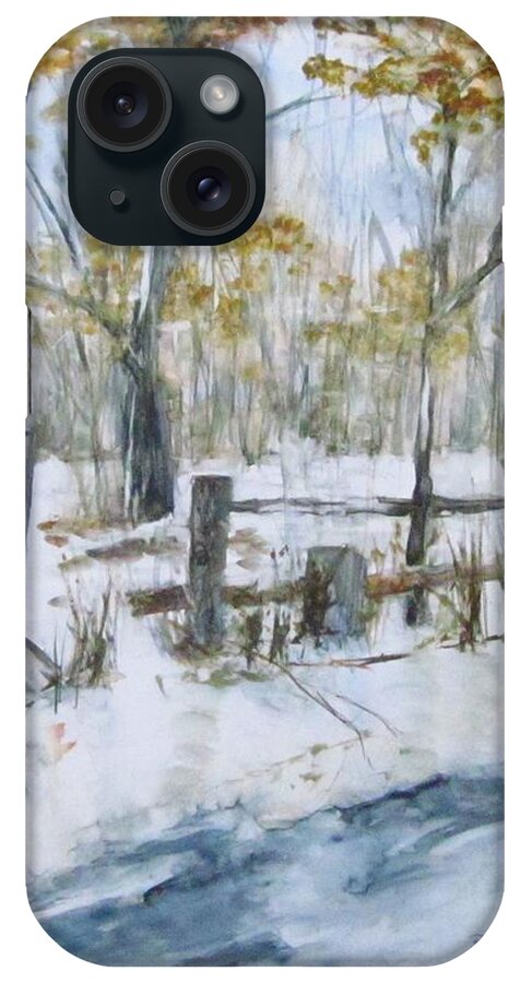 Early Spring iPhone Case featuring the painting Early Spring Snow by Paula Pagliughi