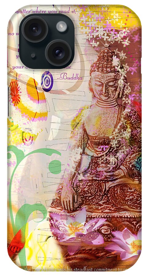 Digital iPhone Case featuring the digital art Earth touching Buddha by Debra Martelli