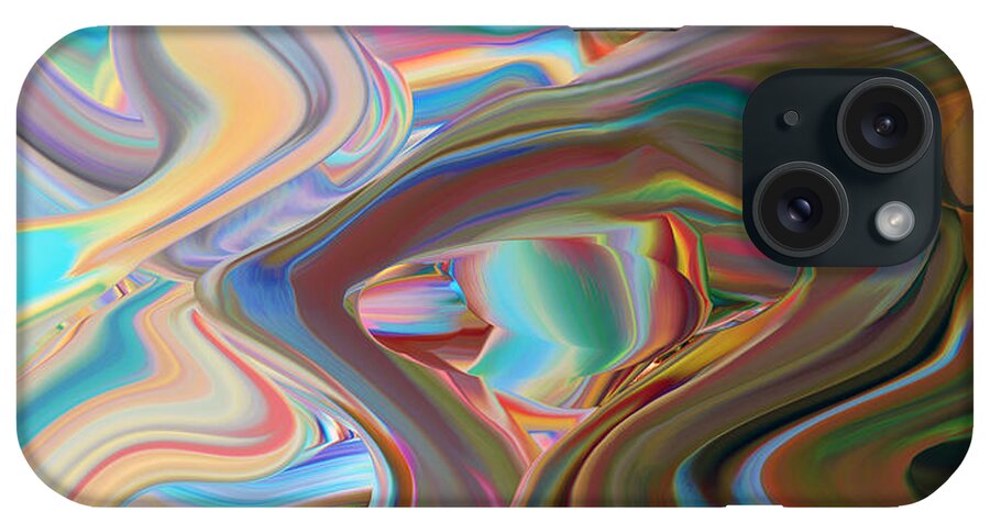 Original Modern Art Abstract Contemporary Vivid Colors iPhone Case featuring the digital art Earth Waves by Phillip Mossbarger