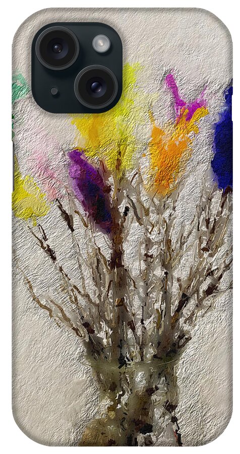 Swedish iPhone Case featuring the painting Easter Tree- Abstract Art by Linda Woods by Linda Woods