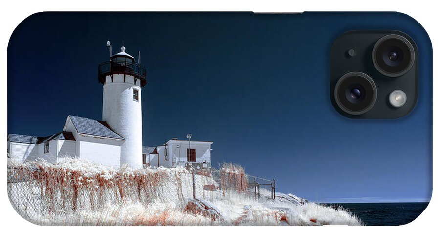 Eastern Point Lighthouse Light House Gloucester Ir Ma Mass Massachusetts Infra Red Infrared Summer Architecture Sea Seaside Ocean Oceanside Beach Grass Sky Outside Outdoors Nature 720nm 720 Nm Nanometer iPhone Case featuring the photograph Eastern Point Infrared by Brian Hale