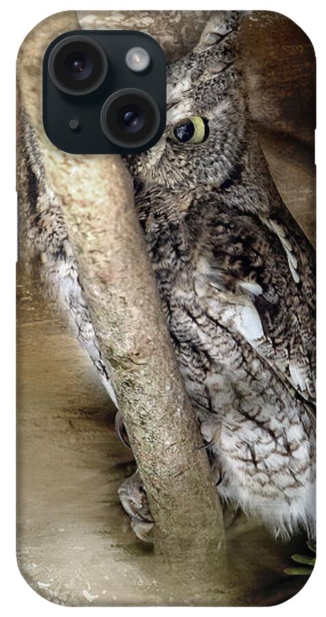 Raptor iPhone Case featuring the photograph Eastern Screech Owl Plays Peek a Boo by Eleanor Abramson
