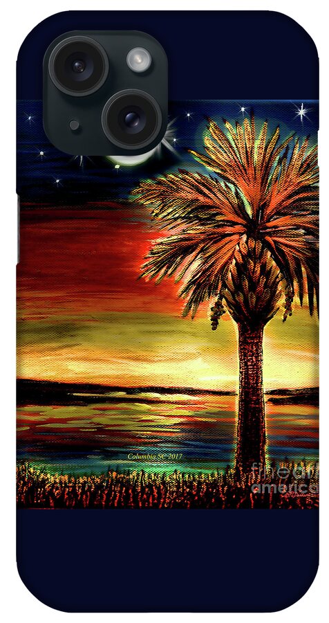 Palmetto Tree iPhone Case featuring the digital art Eclipse 2017 South Carolina by Pat Davidson