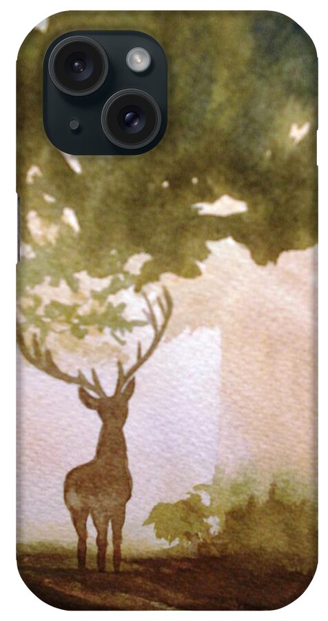 Stag iPhone Case featuring the painting Edge of the Forrest by Marilyn Jacobson