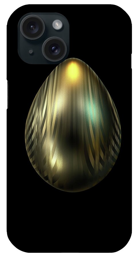 Series iPhone Case featuring the digital art Egg with Lines of Gold by Hakon Soreide