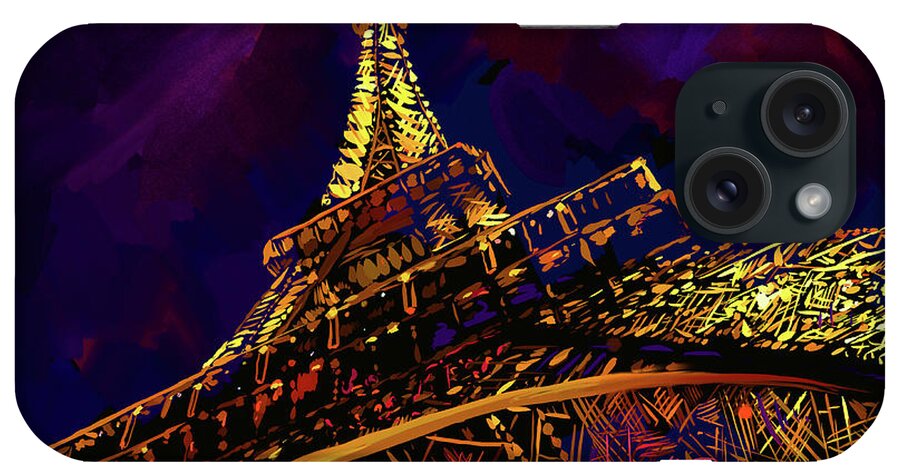 Eiffel Tower iPhone Case featuring the painting Eiffel Tower by DC Langer