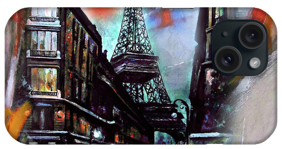 Paris Eiffel Tower Painting iPhone Case featuring the painting Eiffel Tower Paris by Gull G