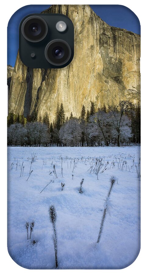 2017 iPhone Case featuring the photograph El Capitan Meadow in Winter by BJ Stockton