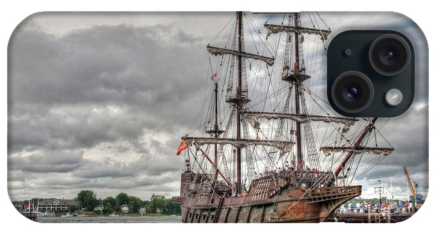 El Galeon Andalucia Portsmouth Tall Ship Harbor iPhone Case featuring the photograph El Galeon Andalucia in Portsmouth by Wayne Marshall Chase
