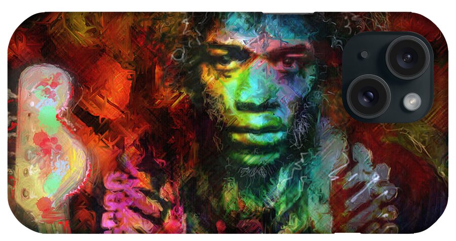 Hendrix iPhone Case featuring the mixed media Jimmy Hendrix Electric Lady Land... by Mark Tonelli