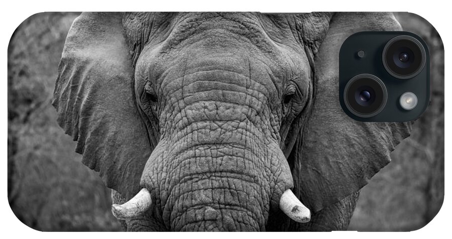 Elephant iPhone Case featuring the photograph Elephant Eyes - Black and White by Stephen Stookey